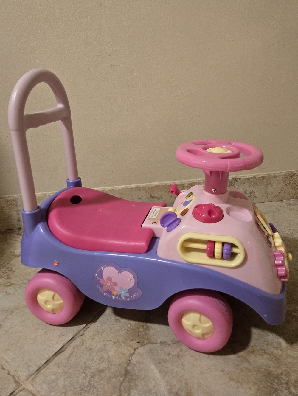 Pink and Purple Princess Ride-On Activity Car